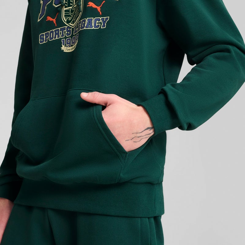 PUMA SPORTS LEGACY Graphic Mens Green Hoodie - Image 5